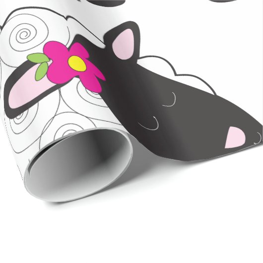 Zwarte schaap met witte wol cadeaupapier (Rol Hoek)