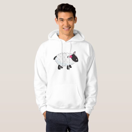 Zwarte schaap met witte wol hoodie (Voorkant volledig)