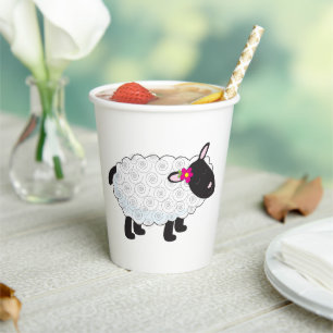 Zwarte schaap met witte wol papieren bekers