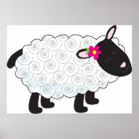 Zwarte schaap met witte wol