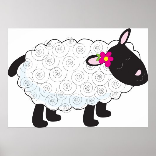 Zwarte schaap met witte wol poster (Voorkant)