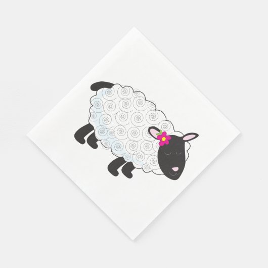 Zwarte schaap met witte wol servet (Hoek)