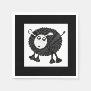 Zwarte Schaap Papier servetten-Set van 50 Servetten