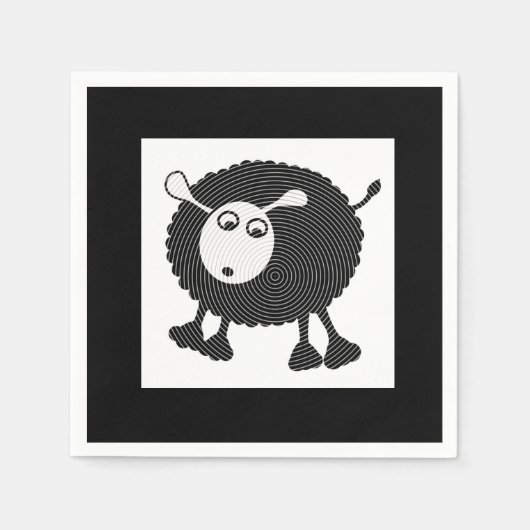 Zwarte Schaap Papier servetten-Set van 50 Servetten (Voorkant)
