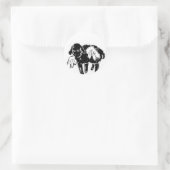 Zwarte Schaap Ronde Sticker (Tas)
