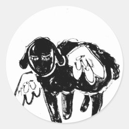 Zwarte Schaap Ronde Sticker