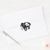 Zwarte Schaap Ronde Sticker (Envelop)