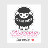 Zwarte Schaap Roze Volgt Nooit De Kudde Grappig Sticker (Vel)