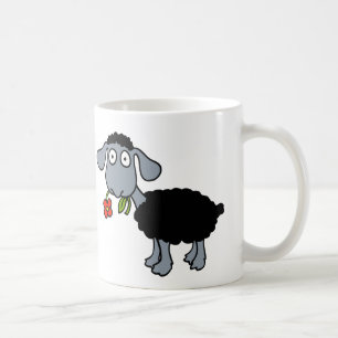 Zwarte Schaap Twee Moppige Lammetjes met Rode Bloe Koffiemok