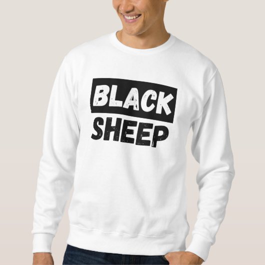 Zwarte Schaap Vet Gedrukt Typografie Rebellengroep Trui (Voorkant)