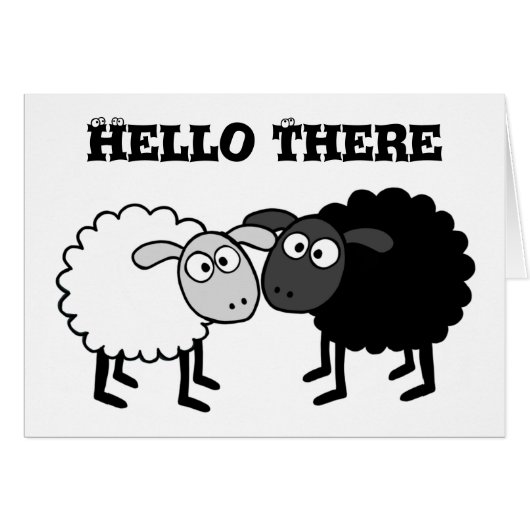 Zwarte Schaap Witte Schaap Wenskaart (Voorkant Horizontaal)