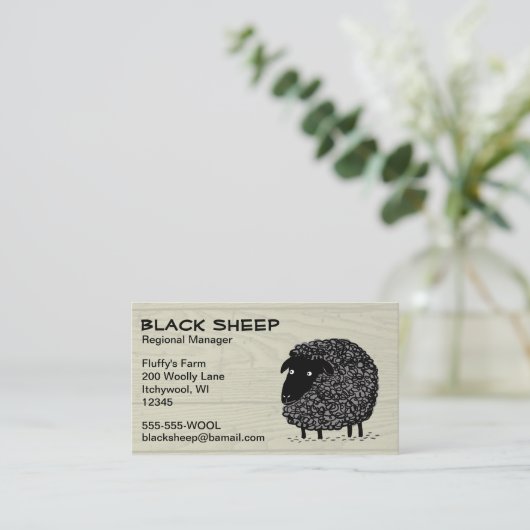 Zwarte schaar op achtergrond van Faux-houtstijl Visitekaartje (Staand voorkant)