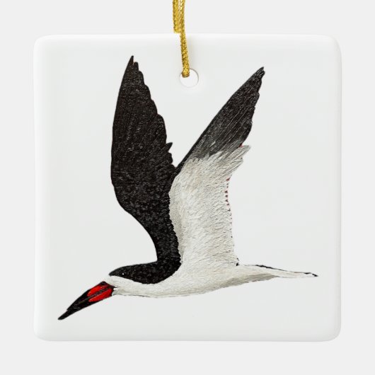 Zwarte Schaarbek Keramisch Ornament (Voorkant)