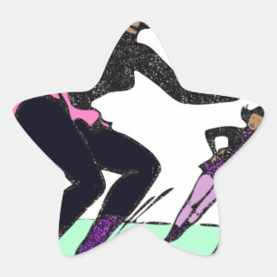 zwarte schaatser ster sticker