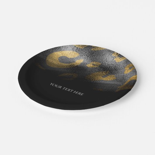 Zwarte schaduwen en luipaard afdrukken exotische p papieren bordje (Gekanteld)