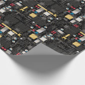 Zwarte schakelkaart cadeaupapier (Hoek)