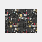 Zwarte schakelkaart fleece deken (Voorkant (Horizontaal))