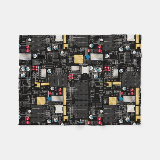 Zwarte schakelkaart fleece deken (Voorkant (Horizontaal))