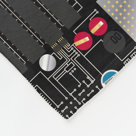 Zwarte schakelkaart fleece deken (Hoek)