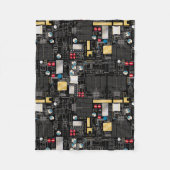 Zwarte schakelkaart fleece deken (Voorkant)