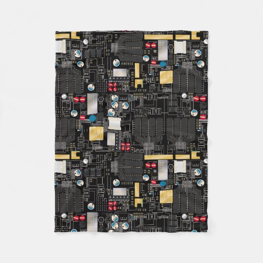 Zwarte schakelkaart fleece deken (Voorkant)