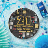 Zwarte schakelkaart papieren bordje (Feest)