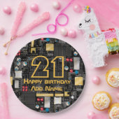 Zwarte schakelkaart papieren bordje (Feest)