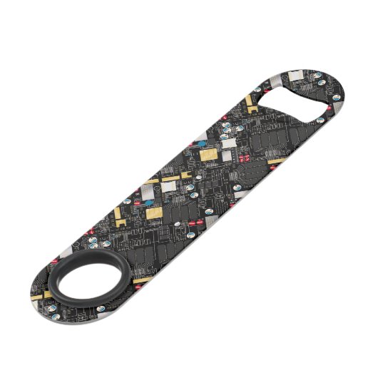 Zwarte schakelkaart speed flessenopener (Voorkant Gekanteld)