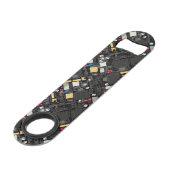 Zwarte schakelkaart speed flessenopener (Achterkant Gekanteld)