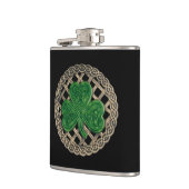 Zwarte schamrock op Keltische knots Flask Heupfles (Links)