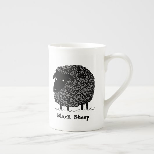 Zwarte Schapel met aangepaste tekst Porselein Kop (Rechts)