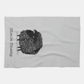 Zwarte Schapel met aangepaste tekst Theedoek (Horizontaal)