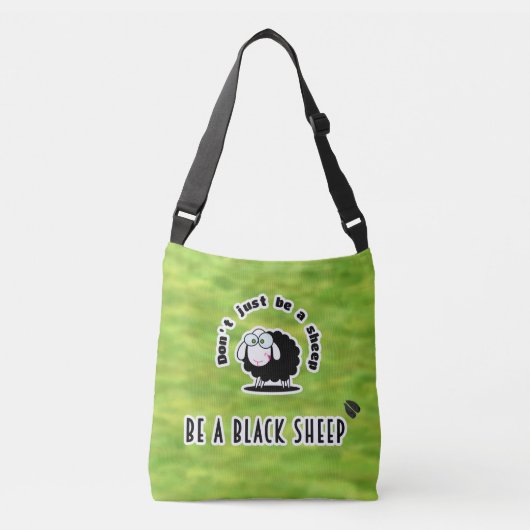 zwarte schapen crossbody tas (Voorkant)