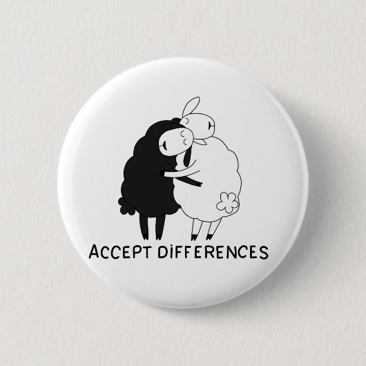 Zwarte schapen en witte schapen ronde button 5,7 cm (Voorkant)