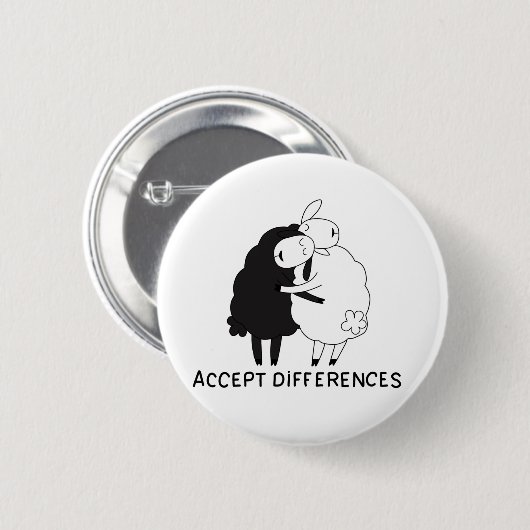 Zwarte schapen en witte schapen ronde button 5,7 cm (Voorkant /achterkant)