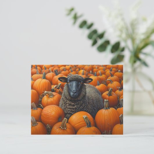 Zwarte schapen Herfst Pompoen Patch Briefkaart (Staand voorkant)