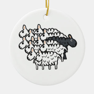Zwarte schapen keramisch ornament