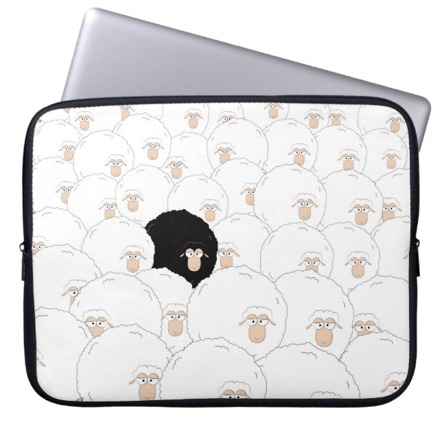 Zwarte schapen laptop sleeve (Voorkant)