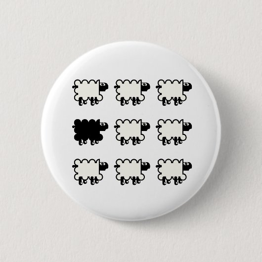Zwarte schapen ronde button 5,7 cm (Voorkant)