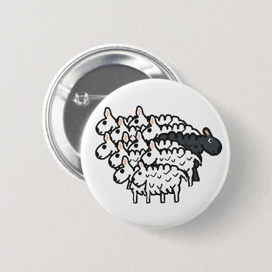 Zwarte schapen ronde button 5,7 cm (Voorkant /achterkant)