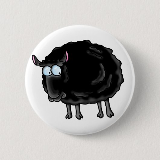 Zwarte schapen ronde button 5,7 cm (Voorkant)