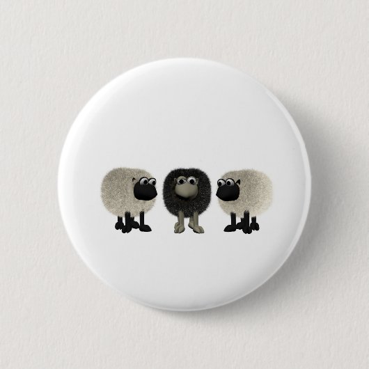 zwarte schapen ronde button 5,7 cm (Voorkant)
