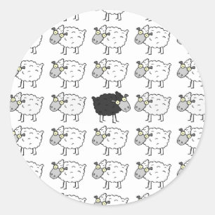 Zwarte schapen ronde sticker