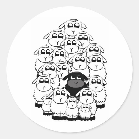 Zwarte schapen ronde sticker (Voorkant)