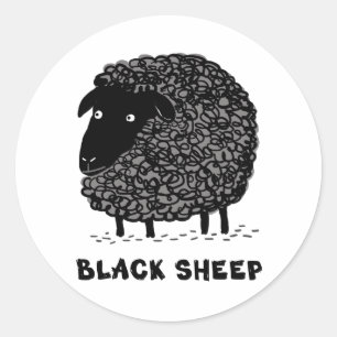 Zwarte schapen ronde sticker