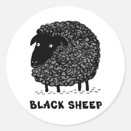 Zwarte schapen ronde sticker (Voorkant)