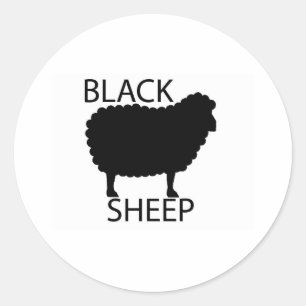 Zwarte schapen ronde sticker