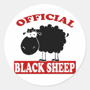 Zwarte schapen ronde sticker