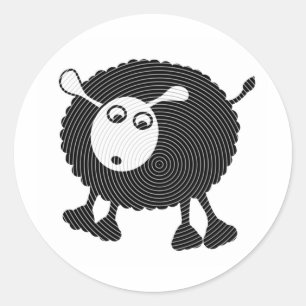 Zwarte schapen ronde sticker