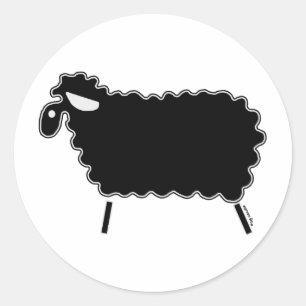 Zwarte schapen ronde sticker